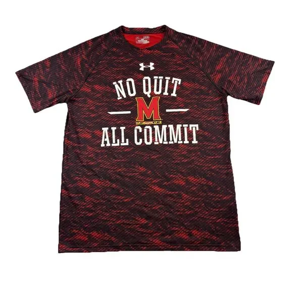 Maryland Terps Under Armour No Quit All Commit T Shirt Mens M Red Black Camo - Picture 1 of 7